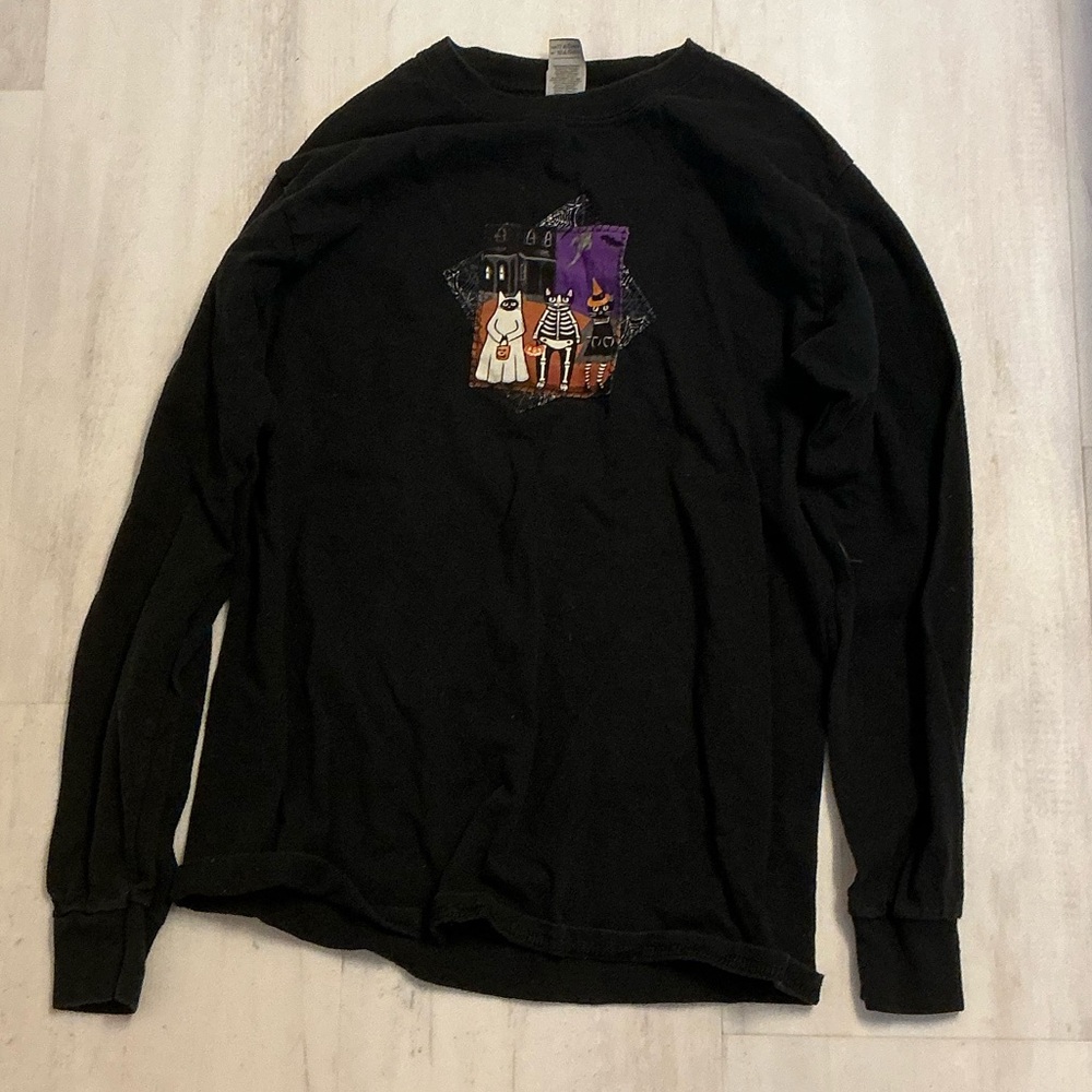 Black Long Sleeve Halloween Graphic Tee